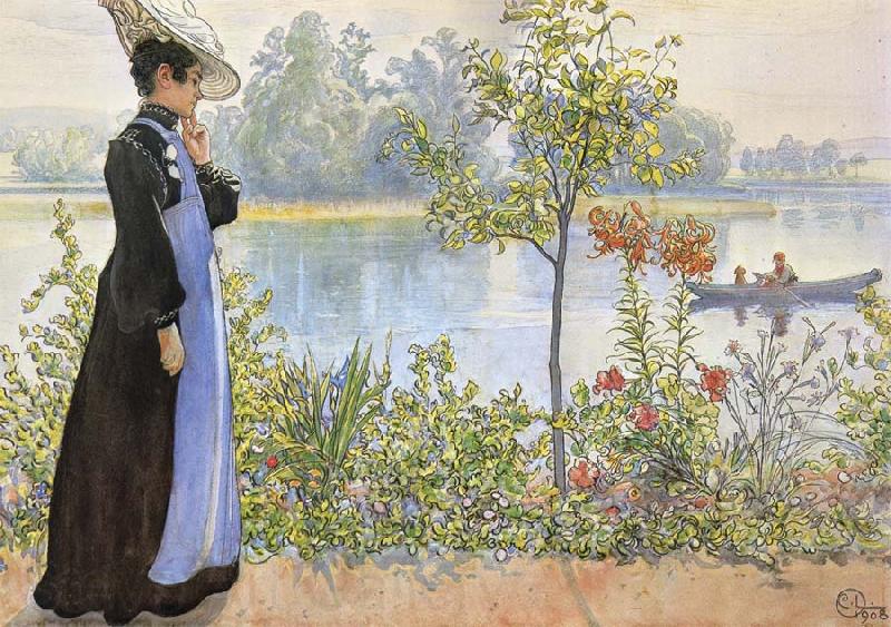 Carl Larsson Late Summer Karin by the Shore Germany oil painting art